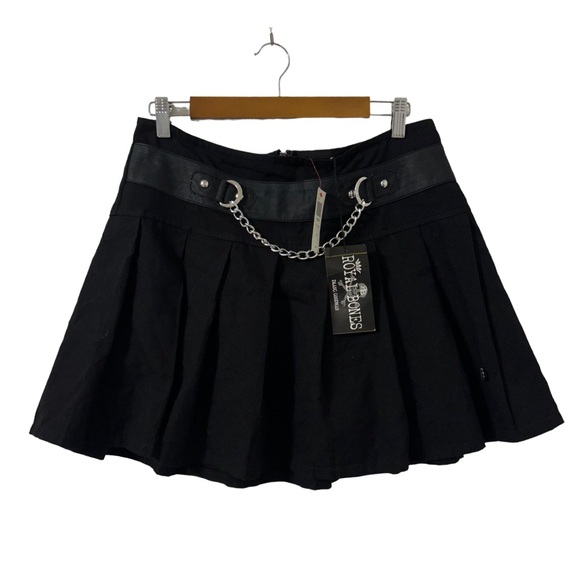 Royal Bones Dresses & Skirts - Royal Bones Dang Goodman Pleated Chain Skirt Black Size L Goth Punk Grunge
